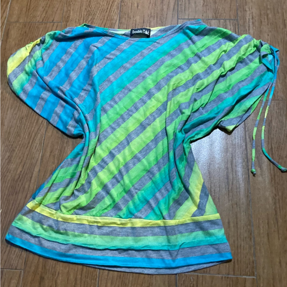 Vintage Y2K Striped Off the Shoulder Top “Double Take” Streetwear Maximalist